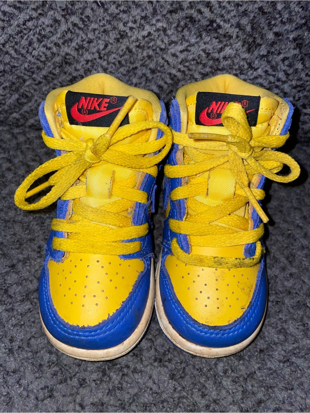 Nike Kids Blue and Yellow High-Top Sneakers